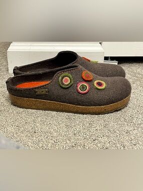 Haflinger Grizzly Kanon Chloe Clogs Mules Slippers Wool House Comfort Shoes 40